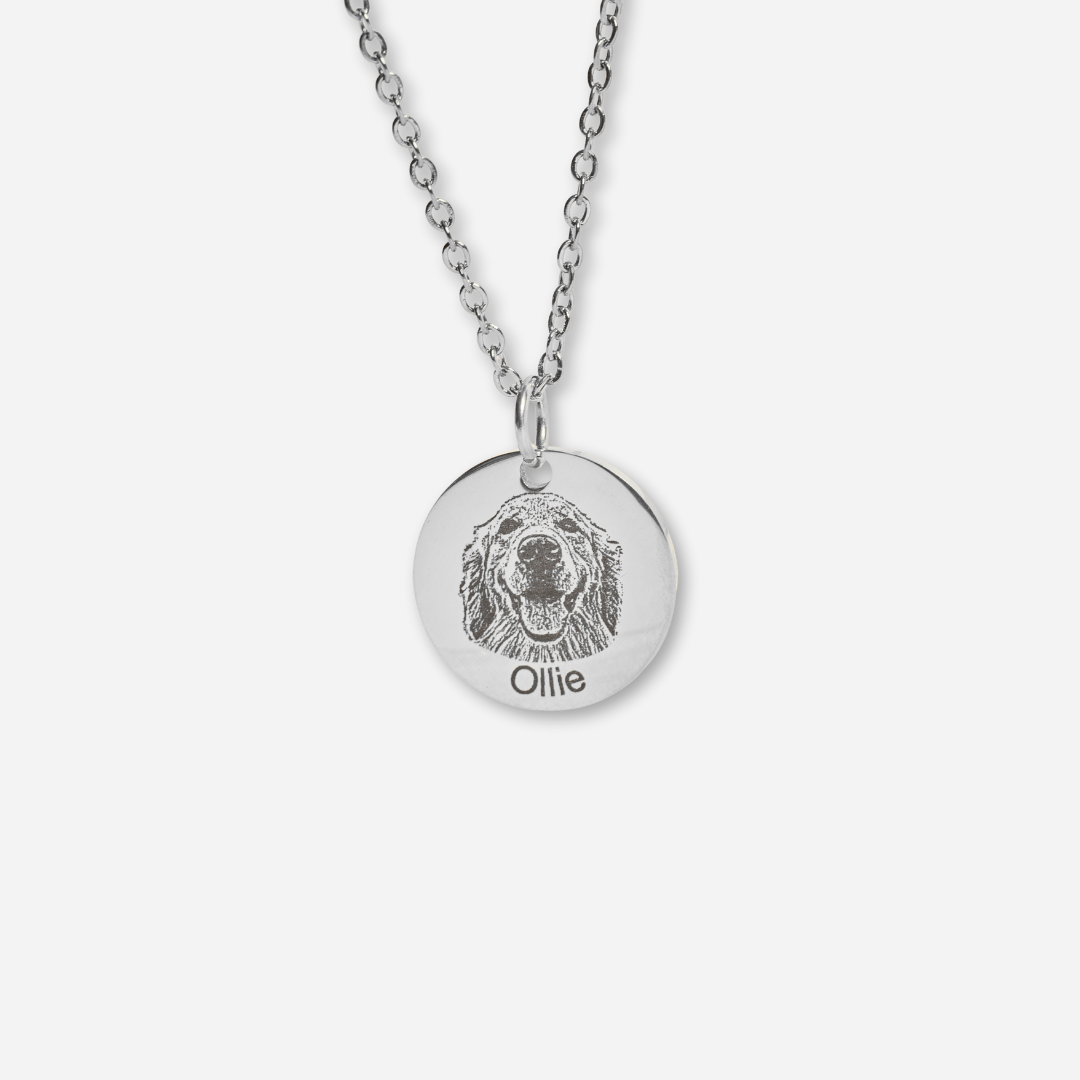 Customized Pet Portrait Necklace in Sterling Silver