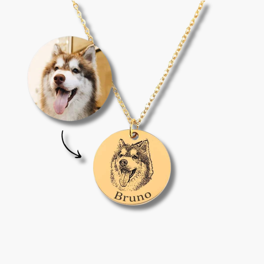 Customized Pet Portrait Necklace in Sterling Silver
