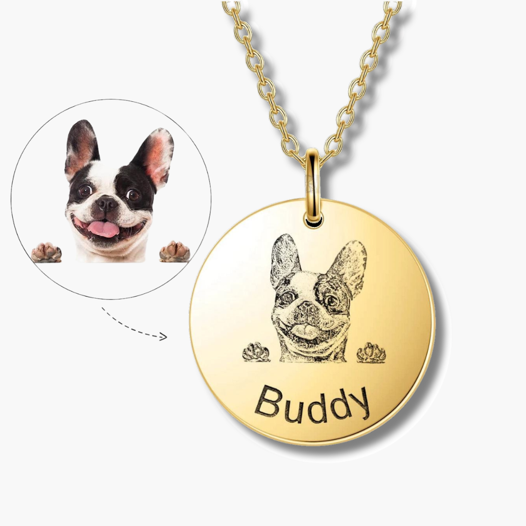 Customized Pet Portrait Necklace in Sterling Silver