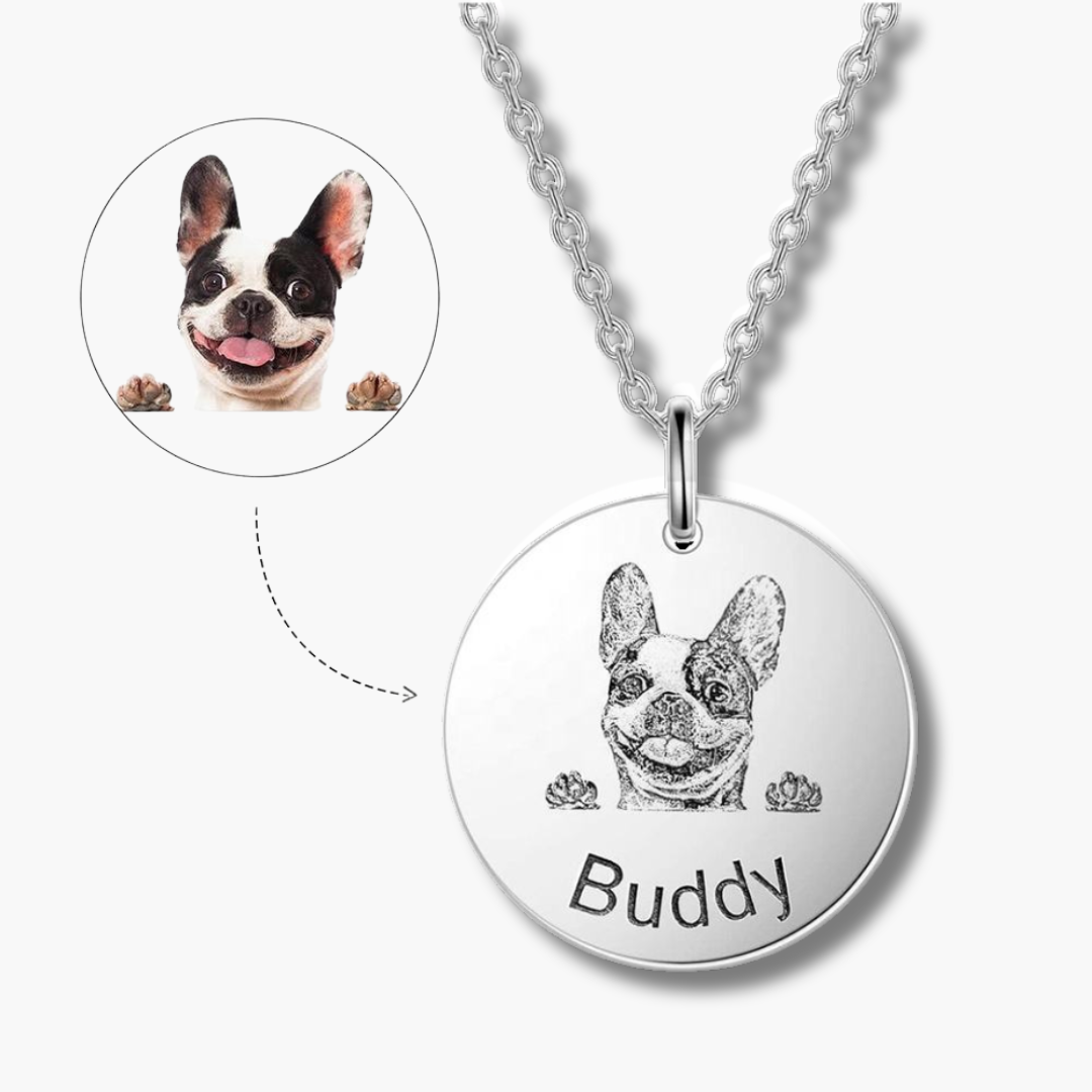 Customized Pet Portrait Necklace in Sterling Silver
