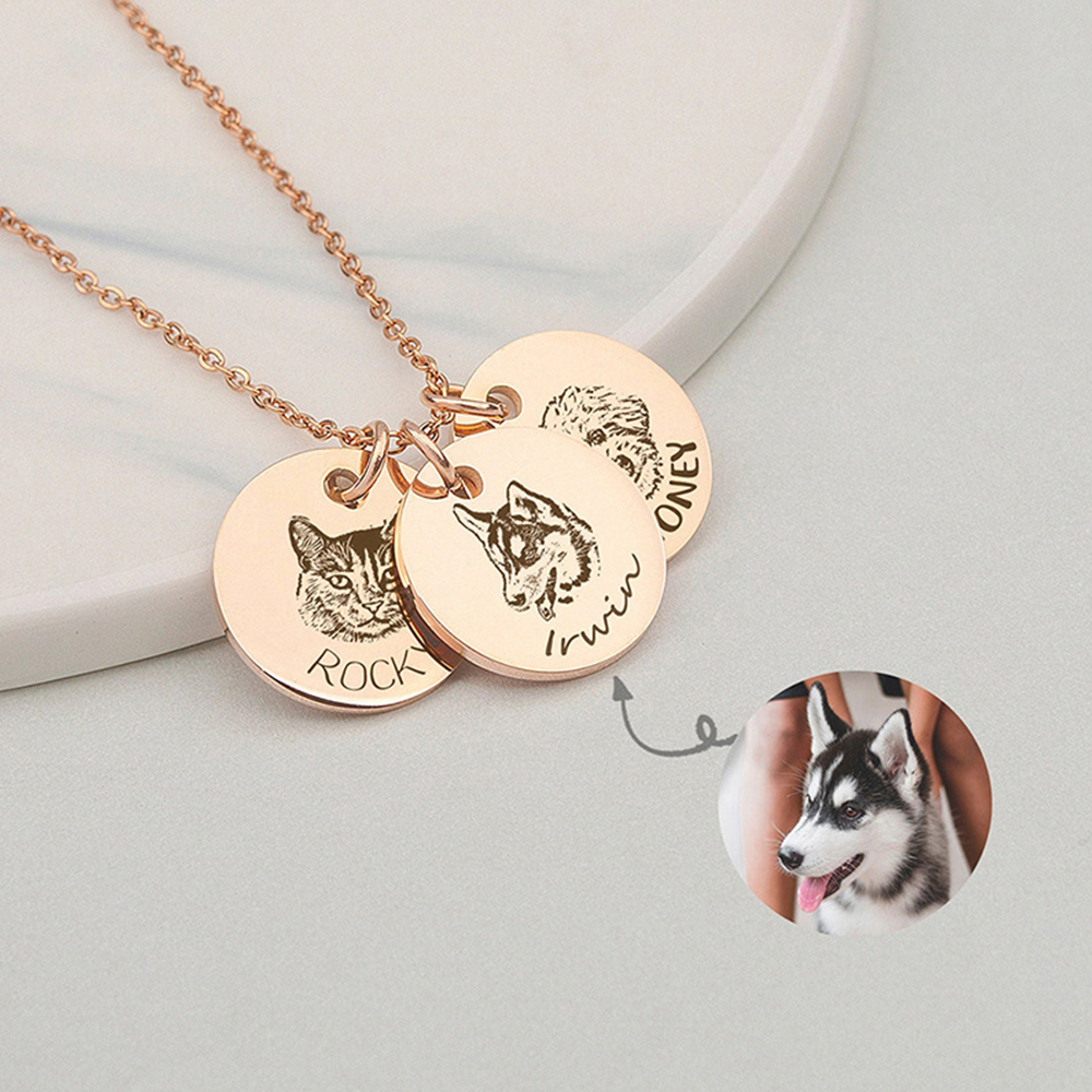 Custom Pet Portrait Necklace - Stainless Steel