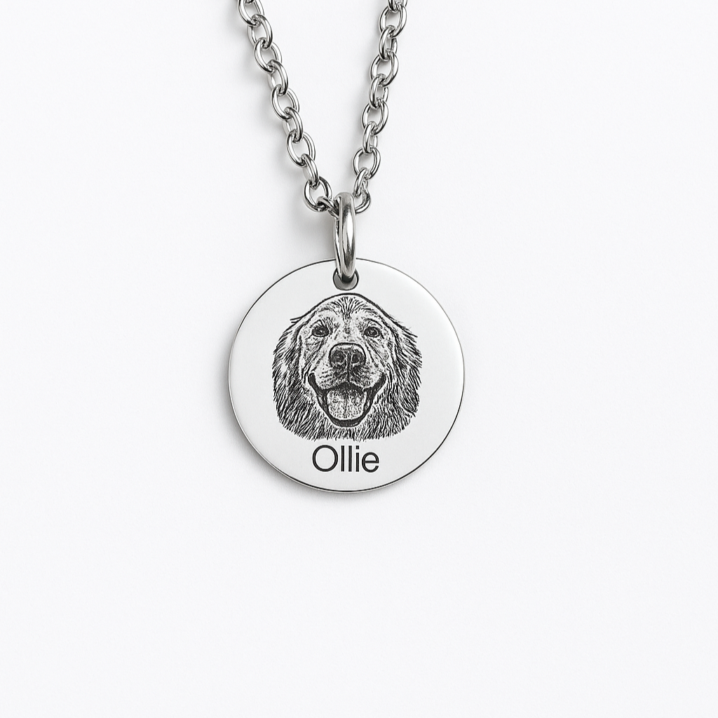 Customized Pet Portrait Necklace in Sterling Silver