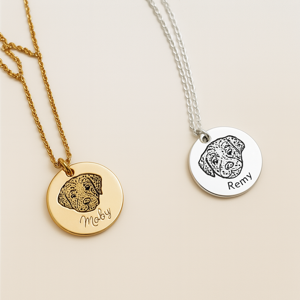 Custom Pet Portrait Necklace - Stainless Steel
