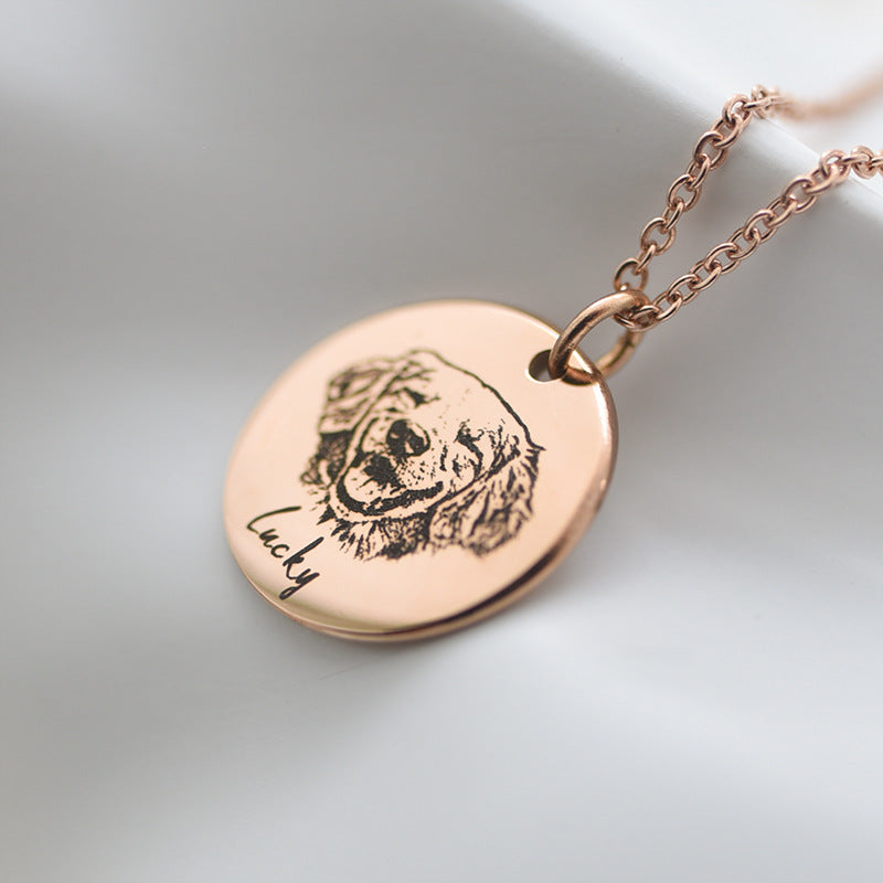 Custom Pet Portrait Necklace - Stainless Steel