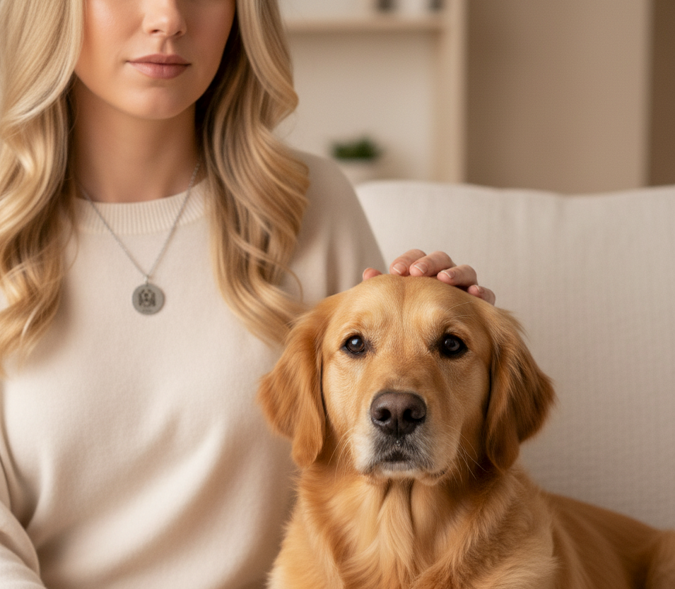 Customized Pet Portrait Necklace in Sterling Silver