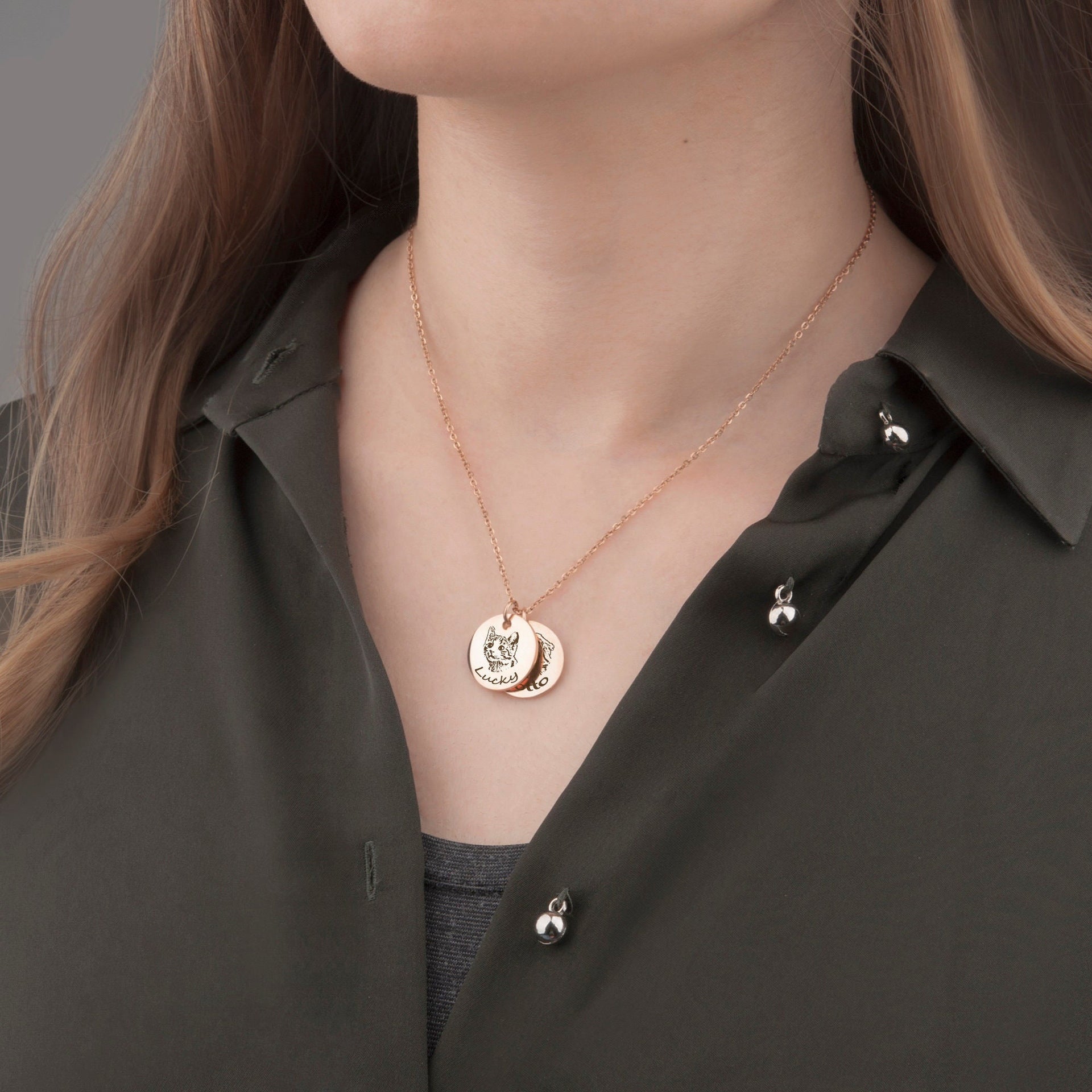 Customized Pet Portrait Necklace in Sterling Silver