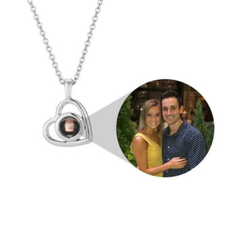 Customized Pet Projection Photo Heart-Shaped Necklace