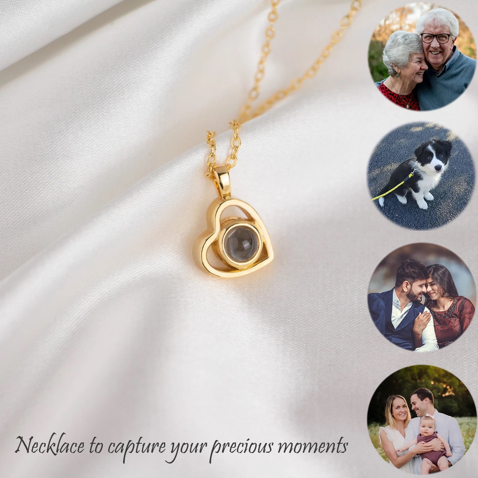 Customized Pet Projection Photo Heart-Shaped Necklace