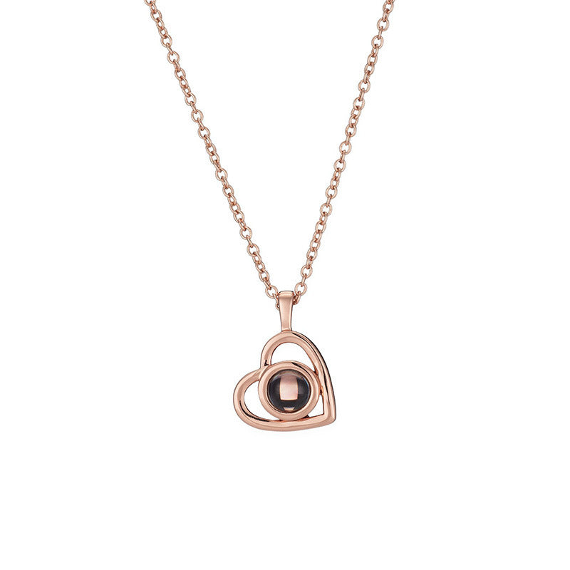 Customized Pet Projection Photo Heart-Shaped Necklace