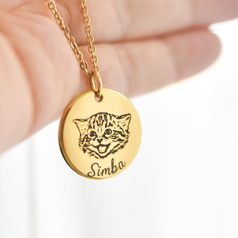 Customized Pet Portrait Necklace in Sterling Silver